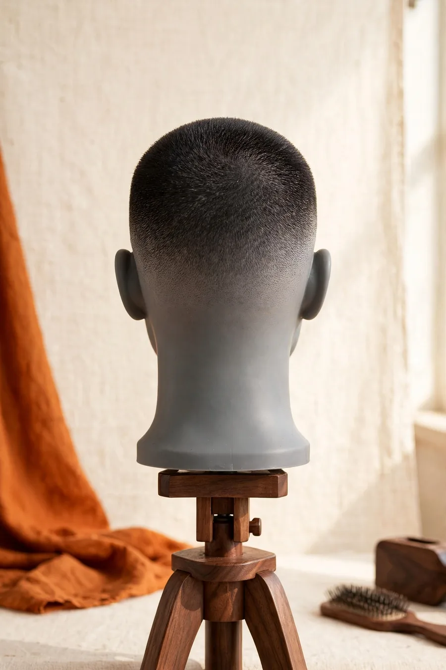 A skin fade on a mannequin head