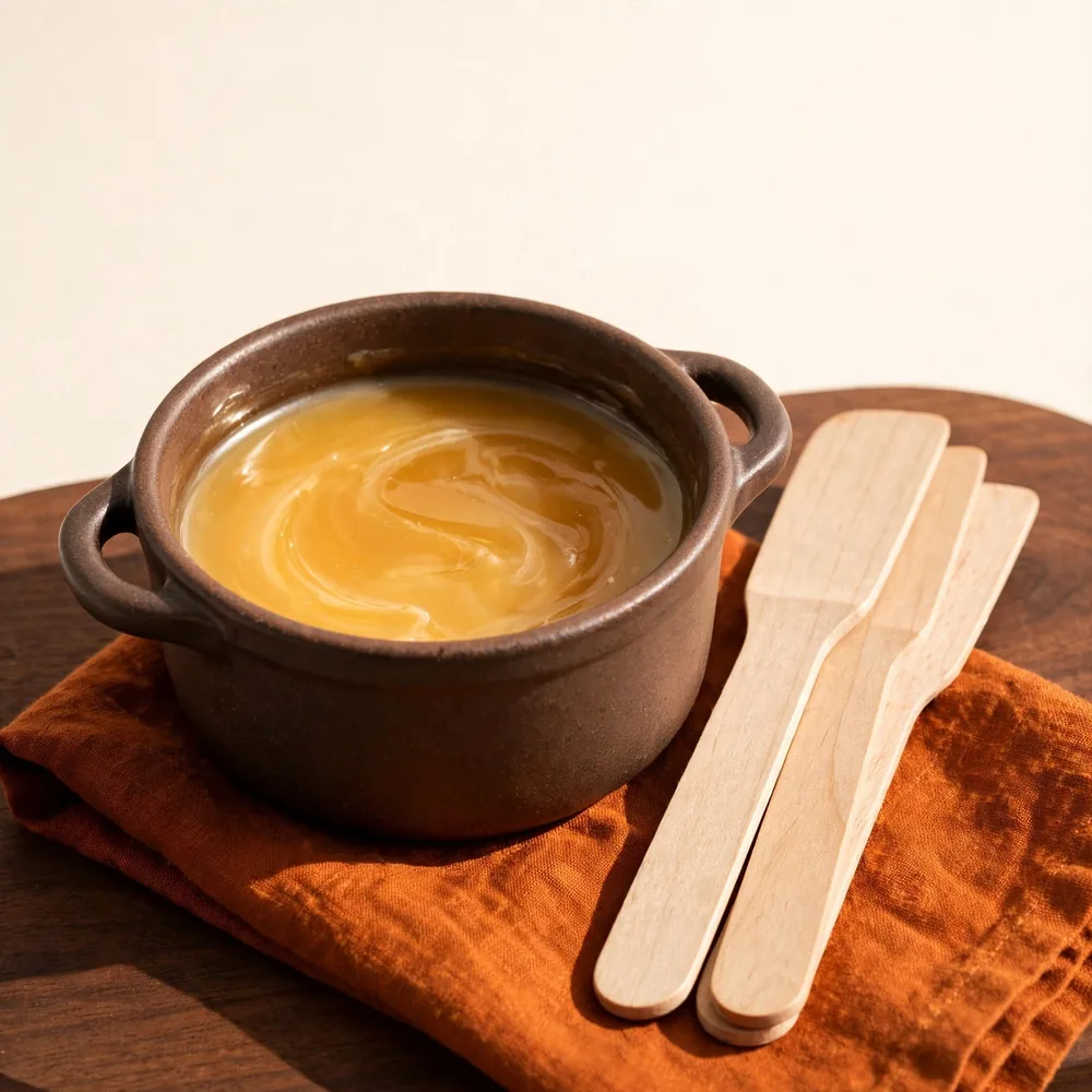 A pot of warm wax